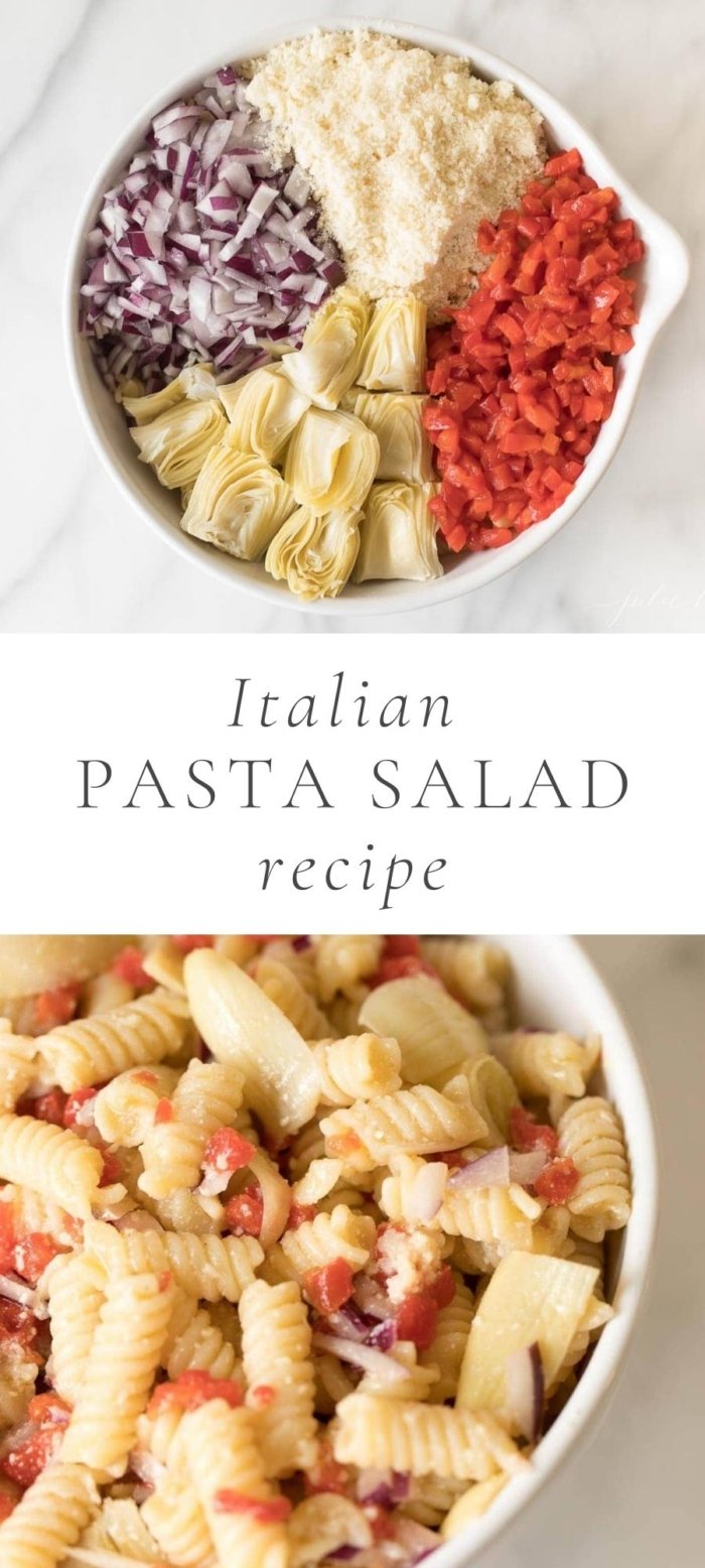 Italian Pasta Salad Recipe with EASY Homemade Dressing | Julie Blanner