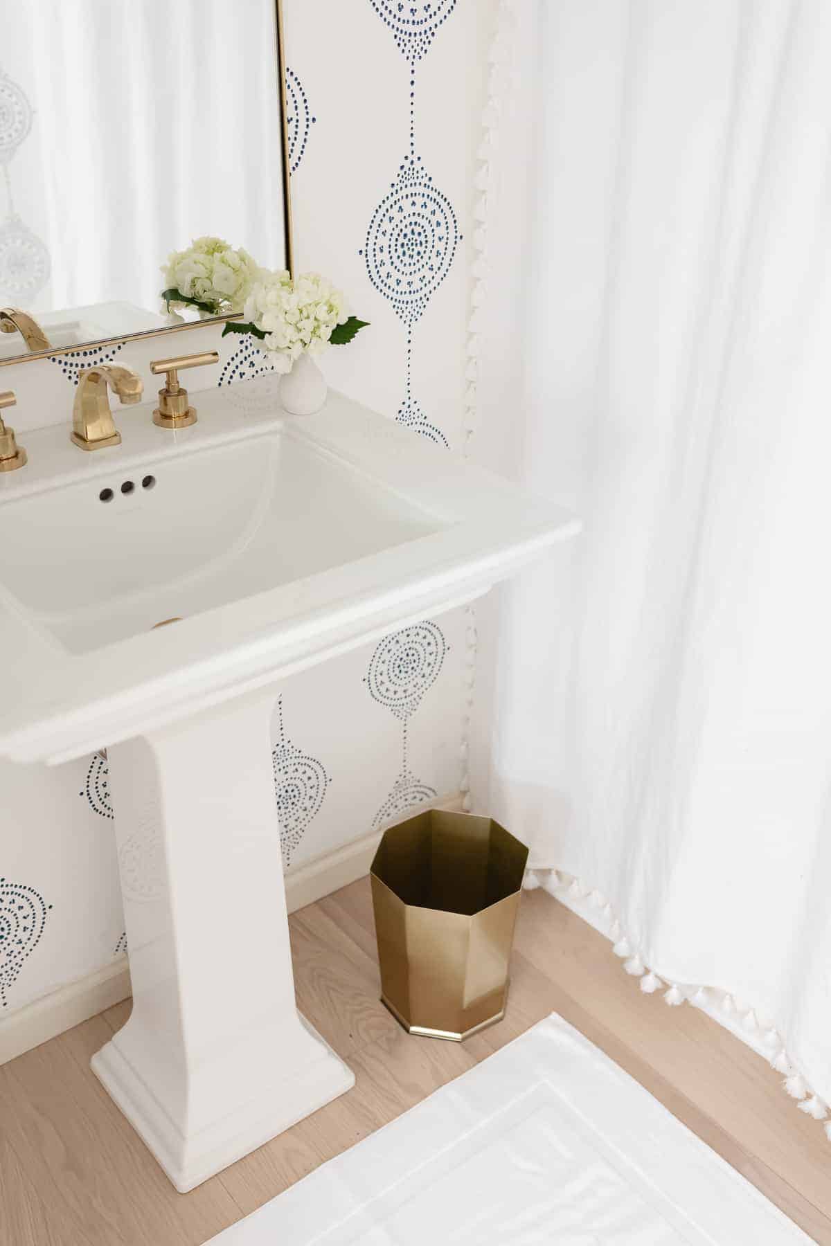 bathroom with oak floors