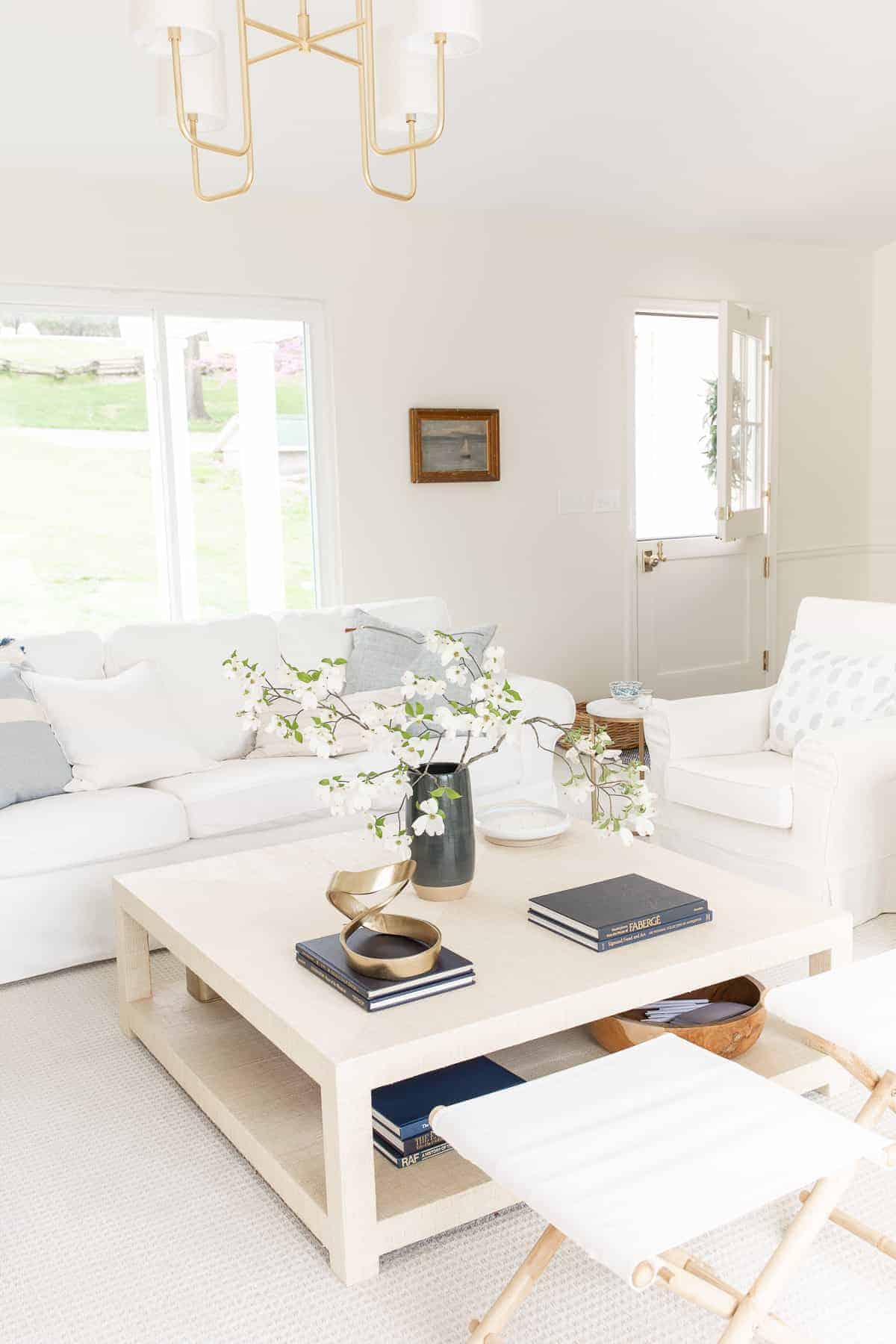 white and cream living room