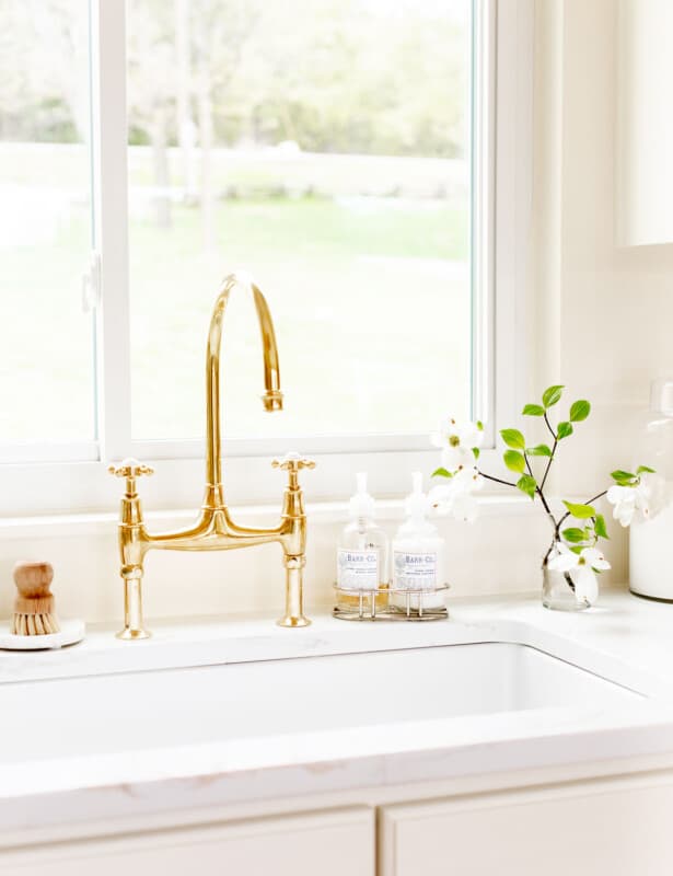 brass kitchen faucet and accessories