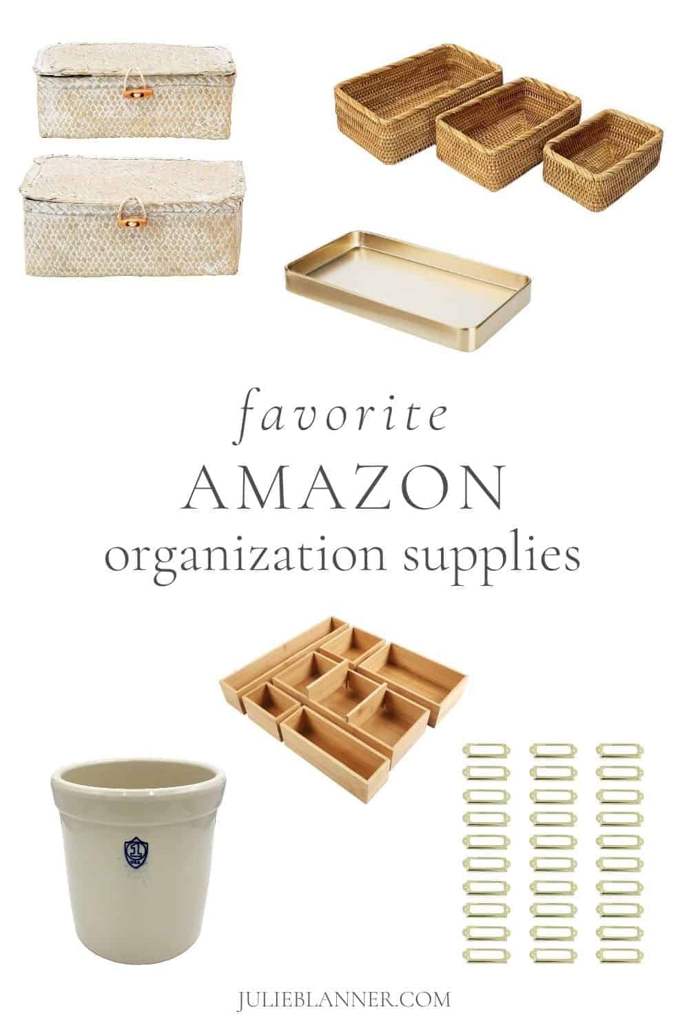 collage of amazon home organization items