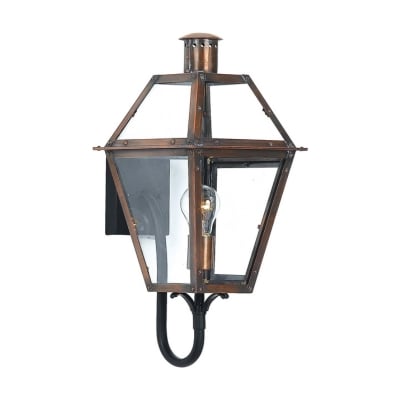 An exterior copper lantern on a white background