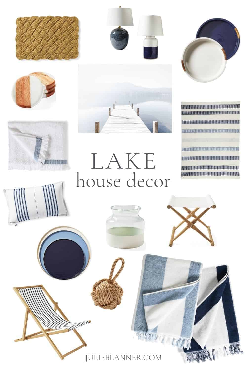 collage of lake house decor ideas
