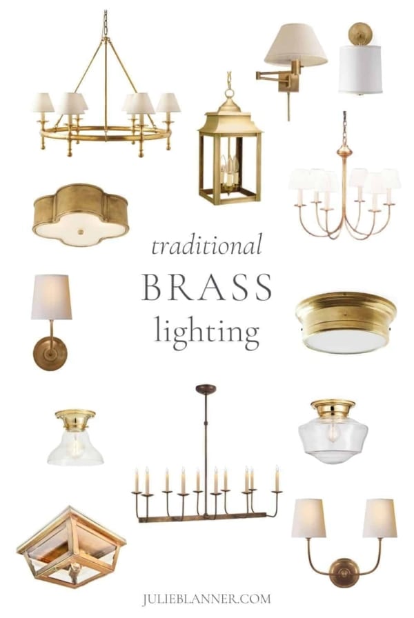collage of brass lights