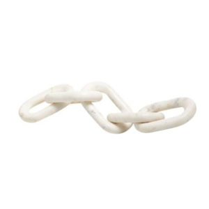 Four white marble chain links connected in a row, displayed against a plain white background—perfect as stylish bookshelf decor.