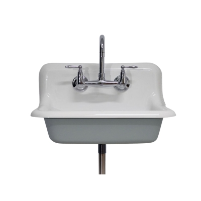 a green and white wall mount farmhouse sink