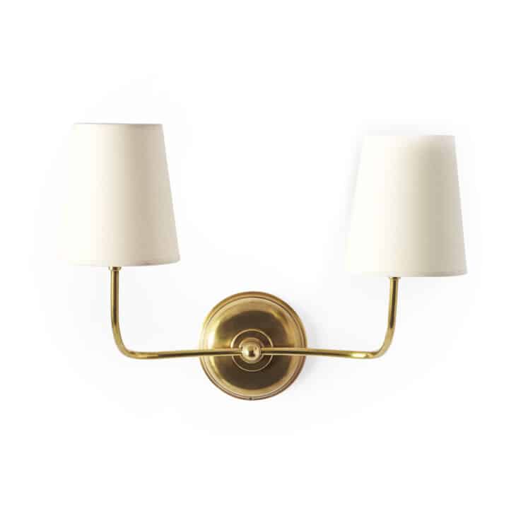 wide double brass sconce