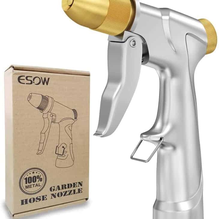 stainless and gold garden nozzle