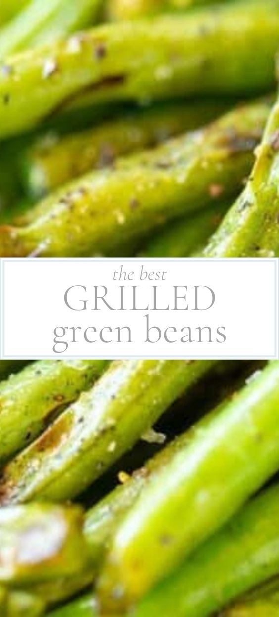 Closeup of grilled green beans
