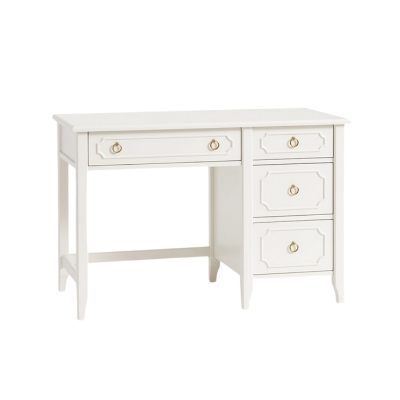 A white Pottery Barn desk for teenagers