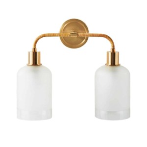 rattan and glass double sconce