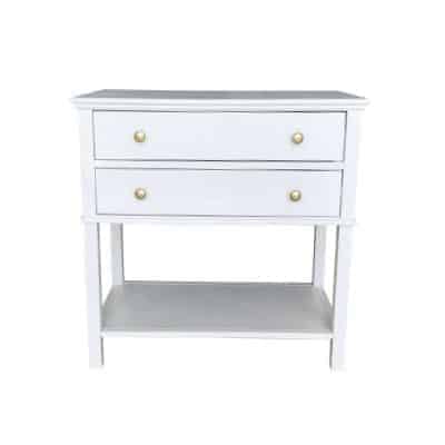 Bedside cabinet with 2 drawers with brass knob