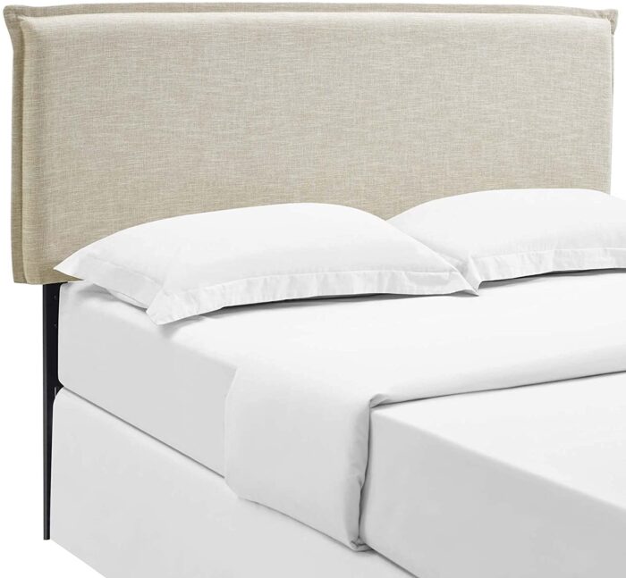 natural french seam headboard on bed