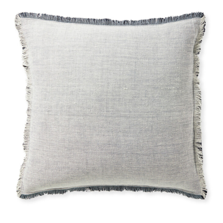 blue fringe pillow