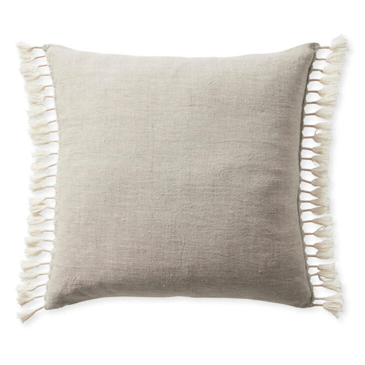 tassel pillow in natural linen