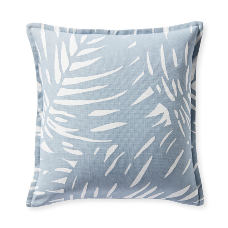 blue palm print pillow cover