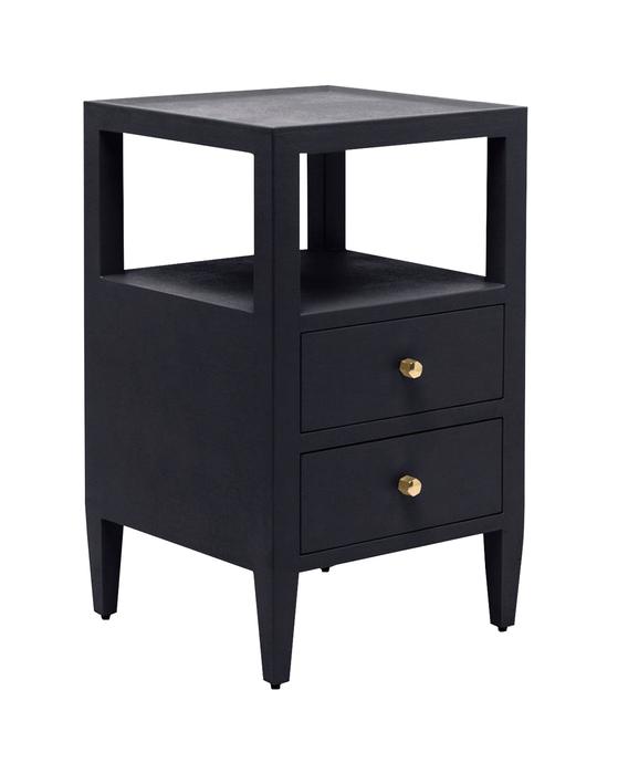 2 drawer nightstand with brass knobs