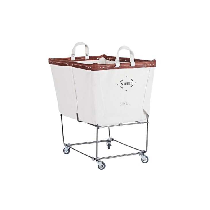 laundry cart with leather trim