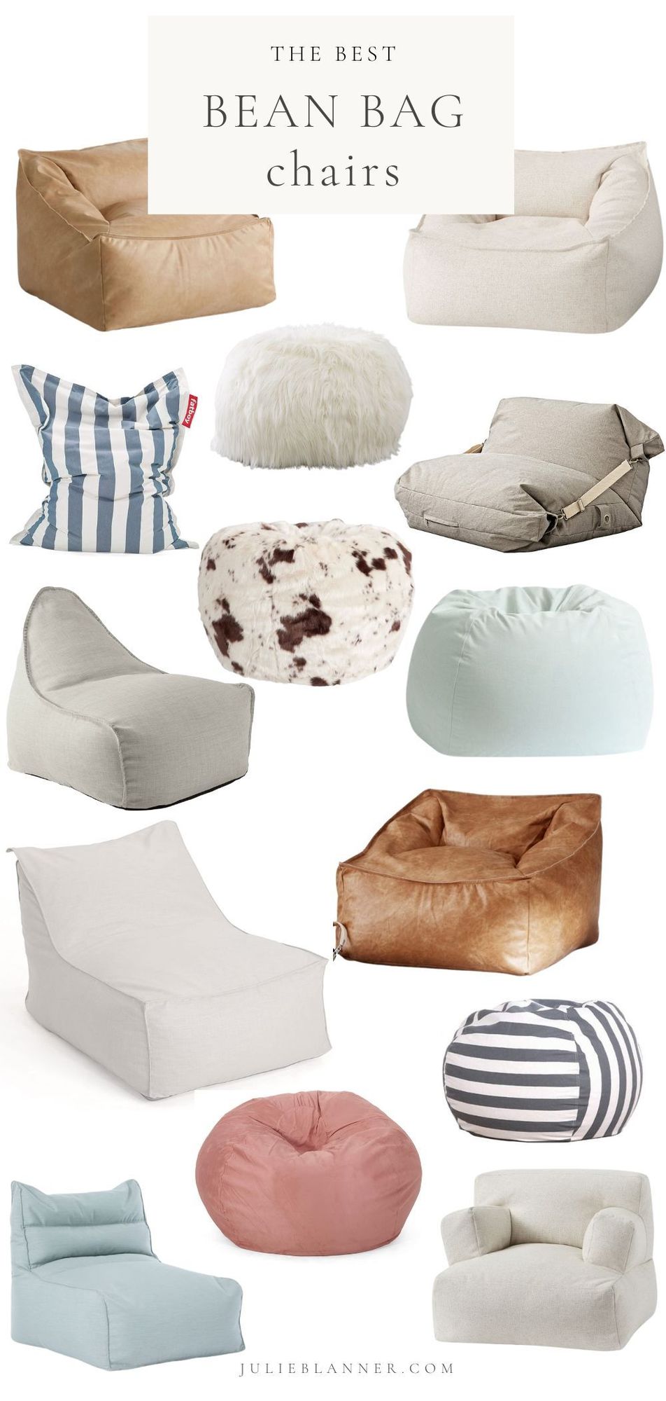 A graphic with a variety of bean bag chairs, the text "best bean bag chairs" at the top.