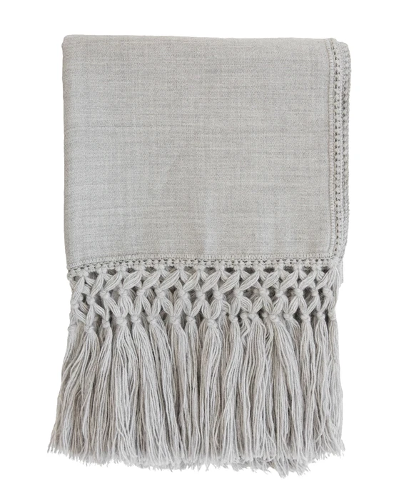 gray fringe throw