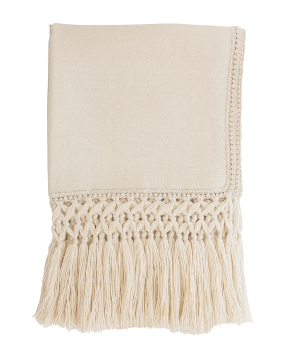 ivory fringe throw