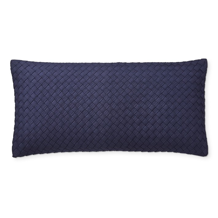 navy woven pillow
