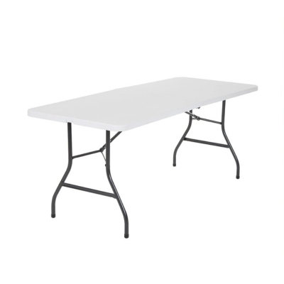 a white plastic folding table
