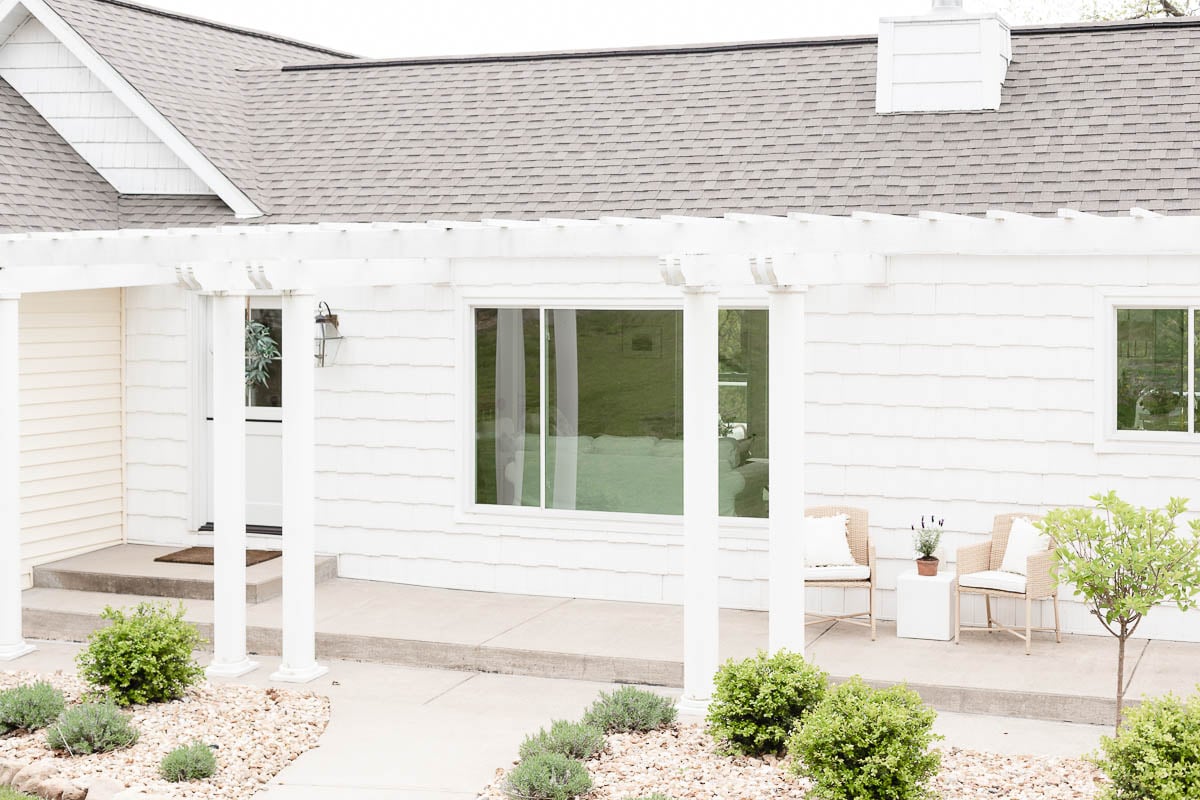 white home with landscaping