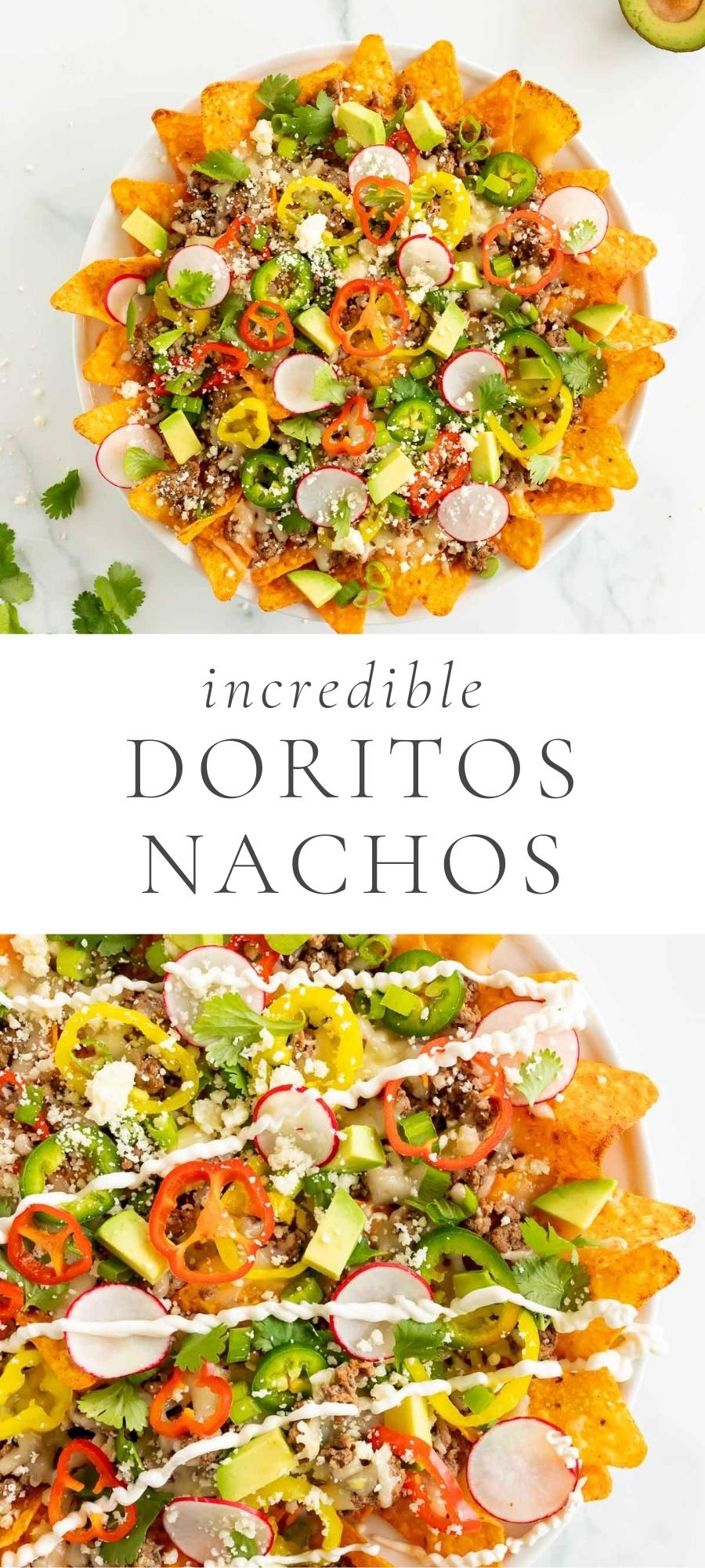 doritos nachos with cheese meat and vegetables on plate