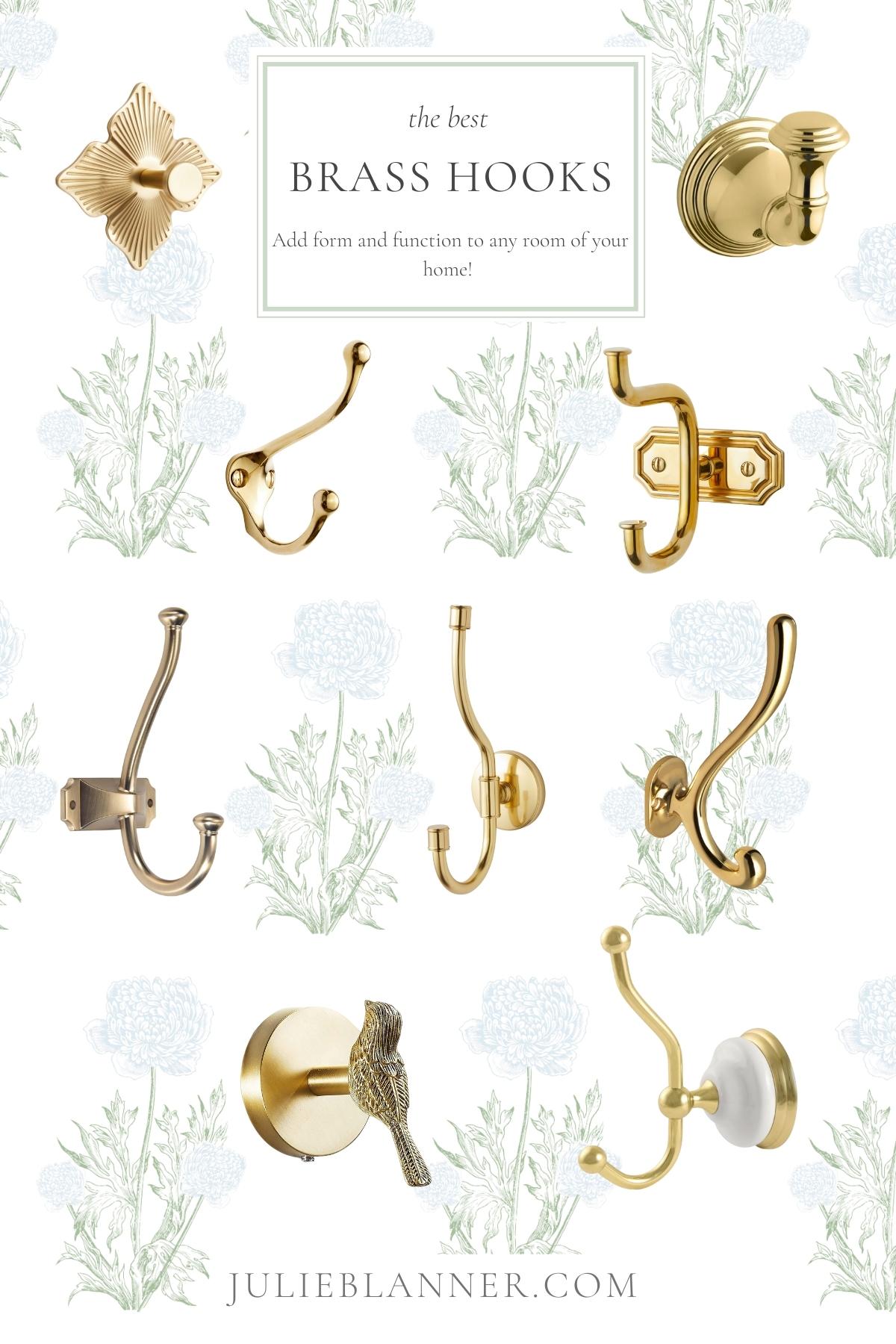 Floral Solid Brass Double Coat Hook