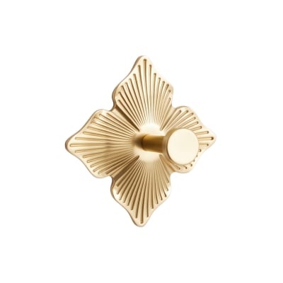 a brass robe hook against a white background