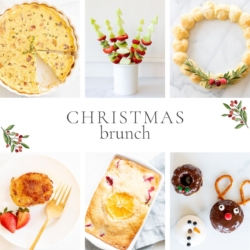 A graphic image with a variety of holiday recipe pictures, headline in the center reads "Christmas Brunch Recipes".