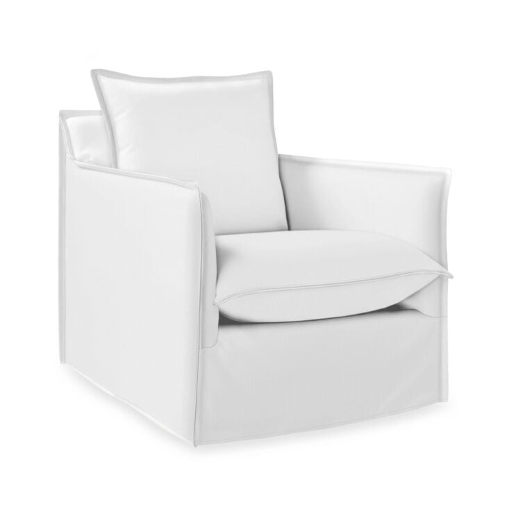 white slipcovered chair
