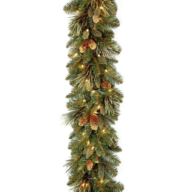 artificial pine garland with pine cones