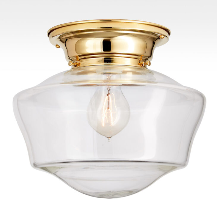 brass and glass flush mount light