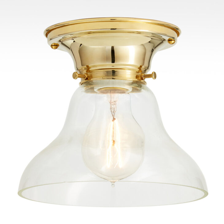 brass flush mount with glass shade