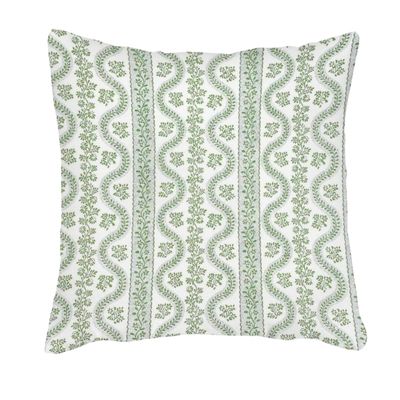 A green and white pillow cover from Amazon home.