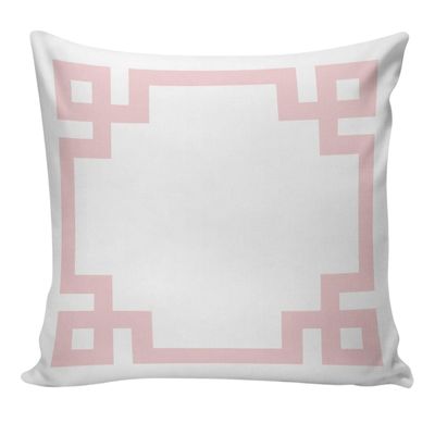 A pink and white pillow cover from Amazon home.