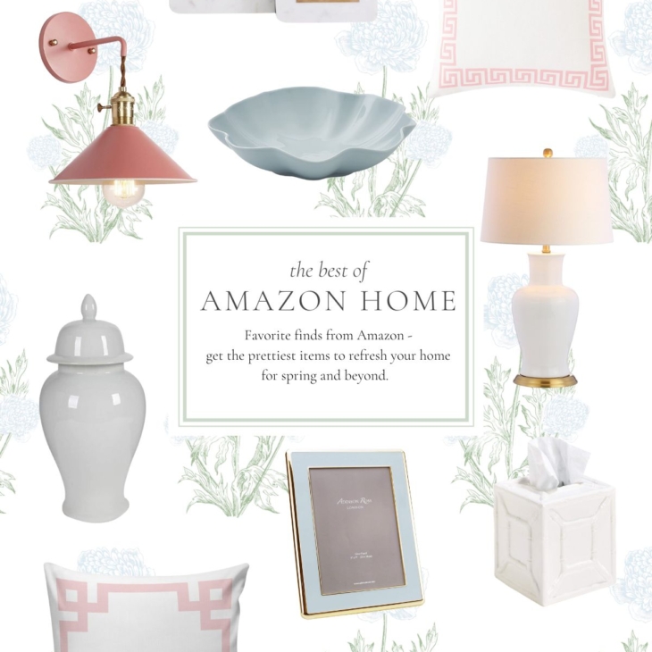 A graphic image with a headline that reads "the best of amazon home" and images of various decorating items