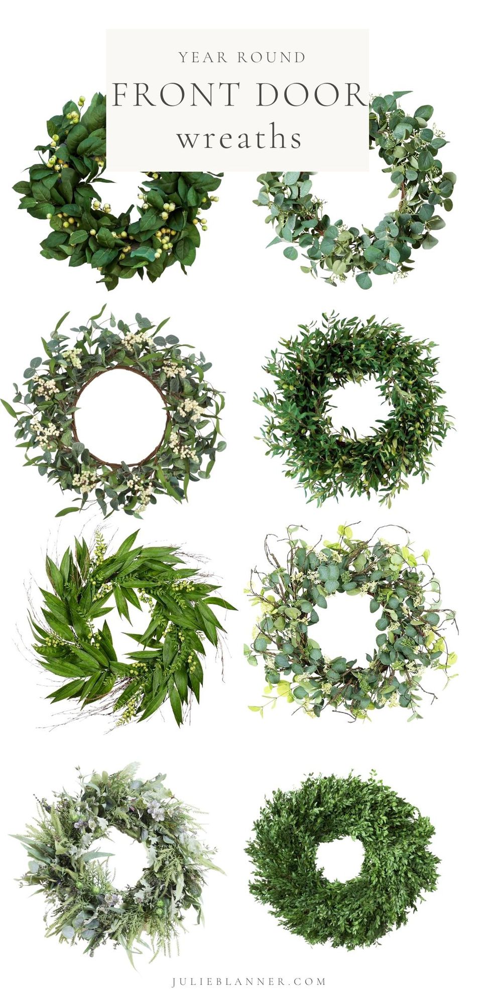 an image with 8 green garlands, headline at the top 