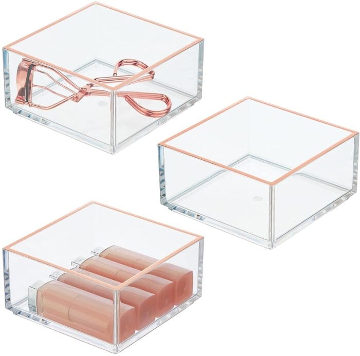 6 Pcs Stackable Clear Drawer Organizer Set, 9x3x2 Rectangle Trays, Narrow  Makeu