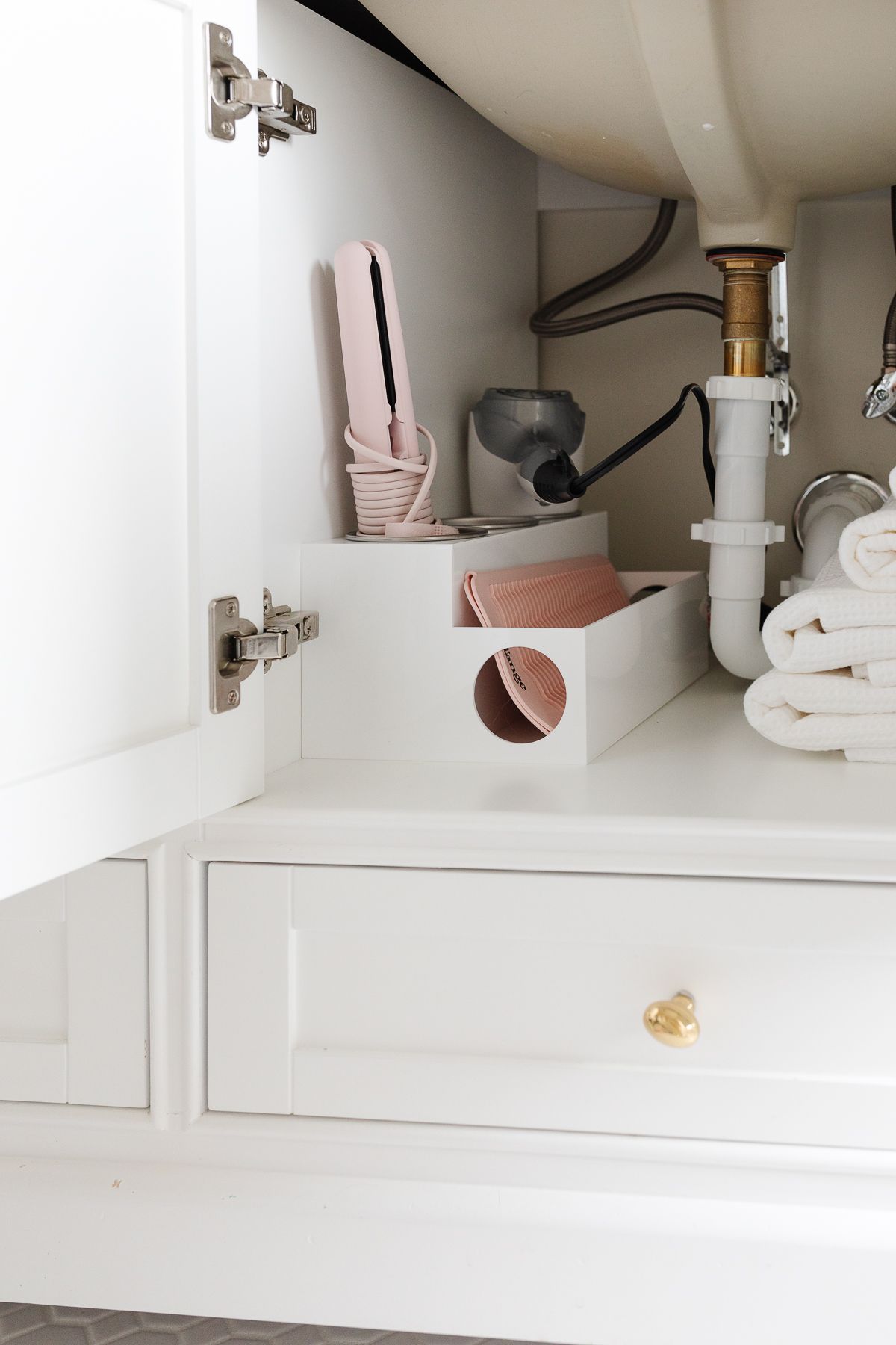 Under Bathroom Sink Cabinet Storage: How To Add A Shelf Inside Your Vanity  In Under 20 Minutes And For Less Than $20! - T. Moore Home Interior Design  Studio