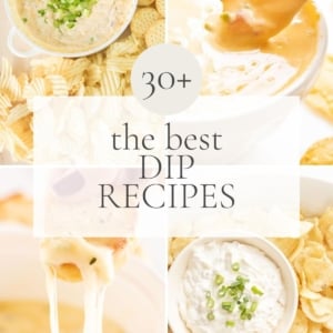 collage of dip recipes