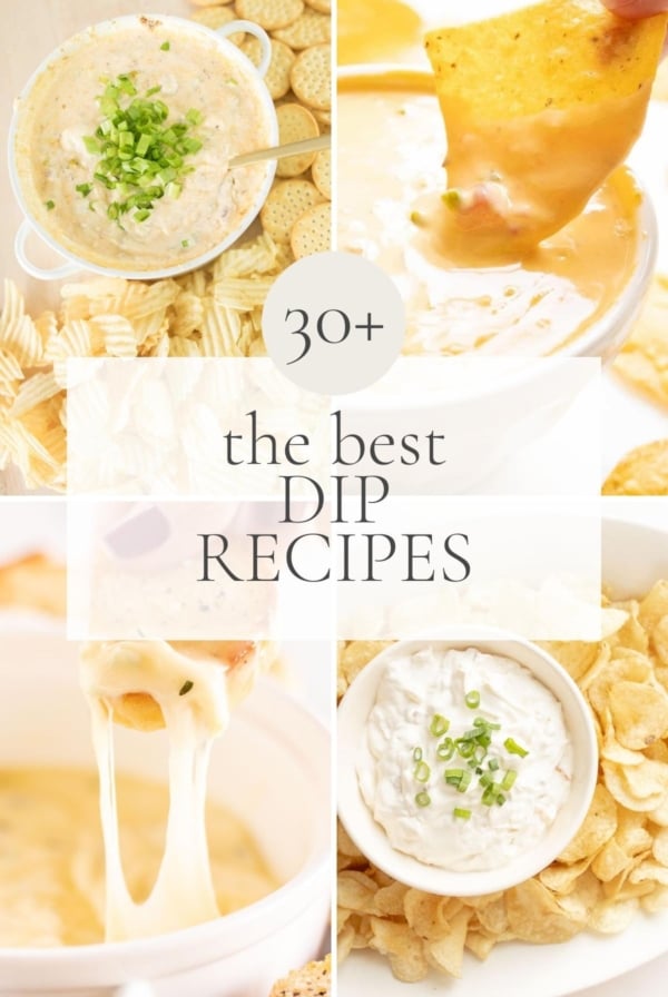 collage of dip recipes
