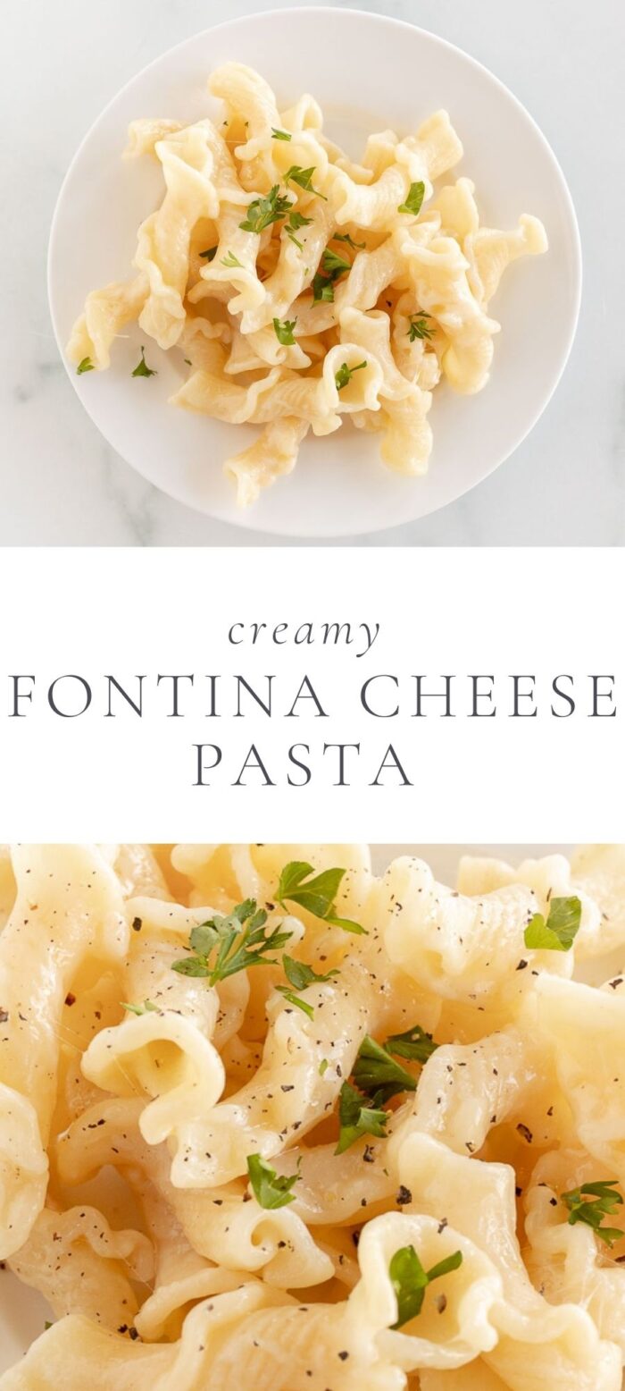 Picture of Creamy Fontina Cheese Pasta with title