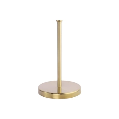 A brass candle holder on a white background, adding a touch of elegance to kitchen counter organization.