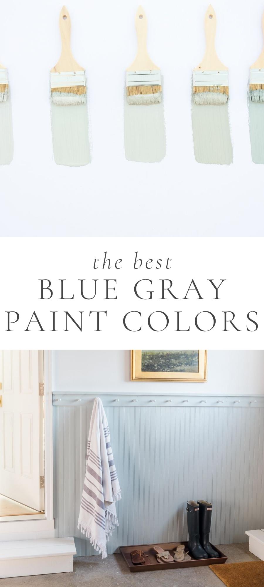blue paint colors with brushes and mudroom with boots shoes and towel