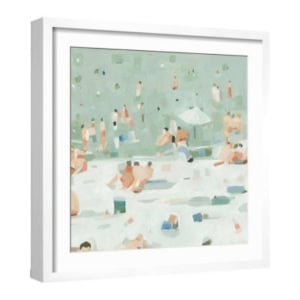 A framed painting of people on the beach, perfect for adding a touch of coastal charm to your space. Explore similar amazon art selections to enhance your home décor.