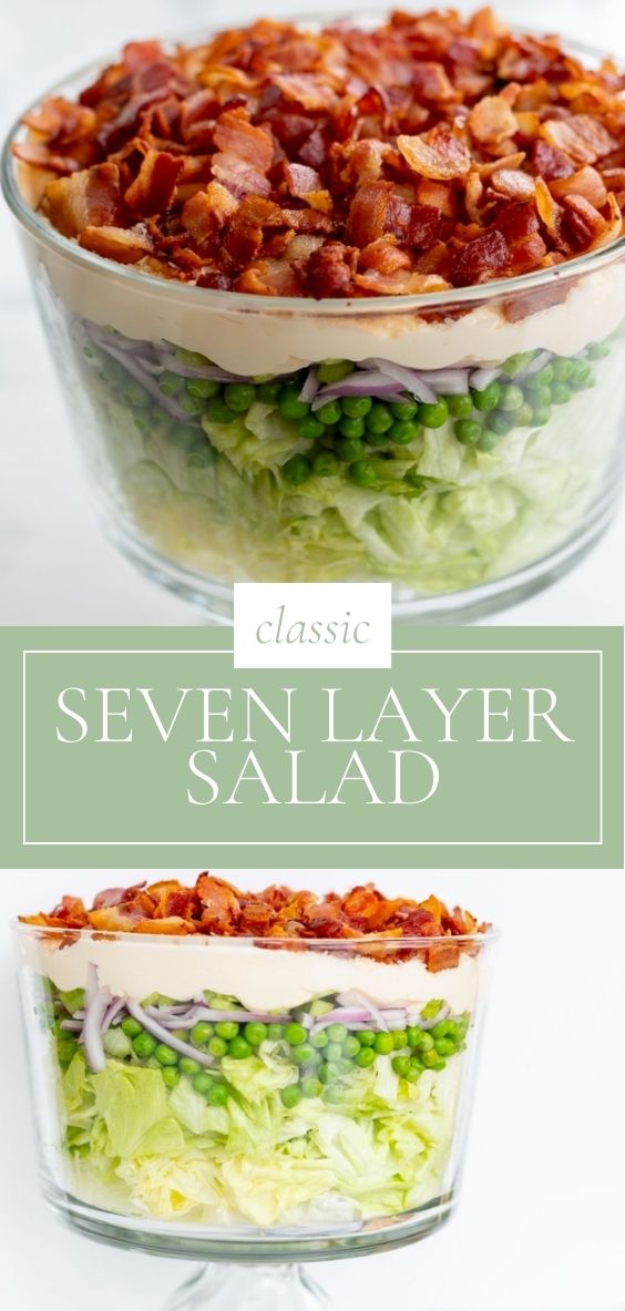 seven layer salad in plate and fork