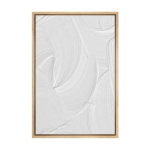 A framed piece of abstract art featuring white textured brushstrokes on a flat background, perfect for those seeking amazon art to elevate their modern space.